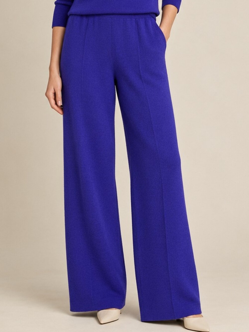 St. John Santana Knit Straight-Leg High-Rise Pull-On Pants Purple Size 10